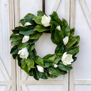 Magnolia Leaves And Blooms Wreath For Front Door, Year Round Wreath, Spring , Summer Mother’s Day Gift, House Warming Gift