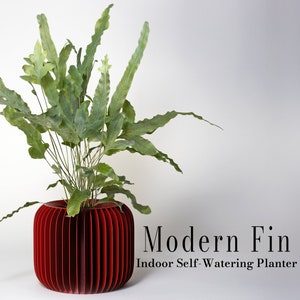 Modern Fin Planter - Indoor Pot - Self-Watering Planter - fits 4” nursery pot plant