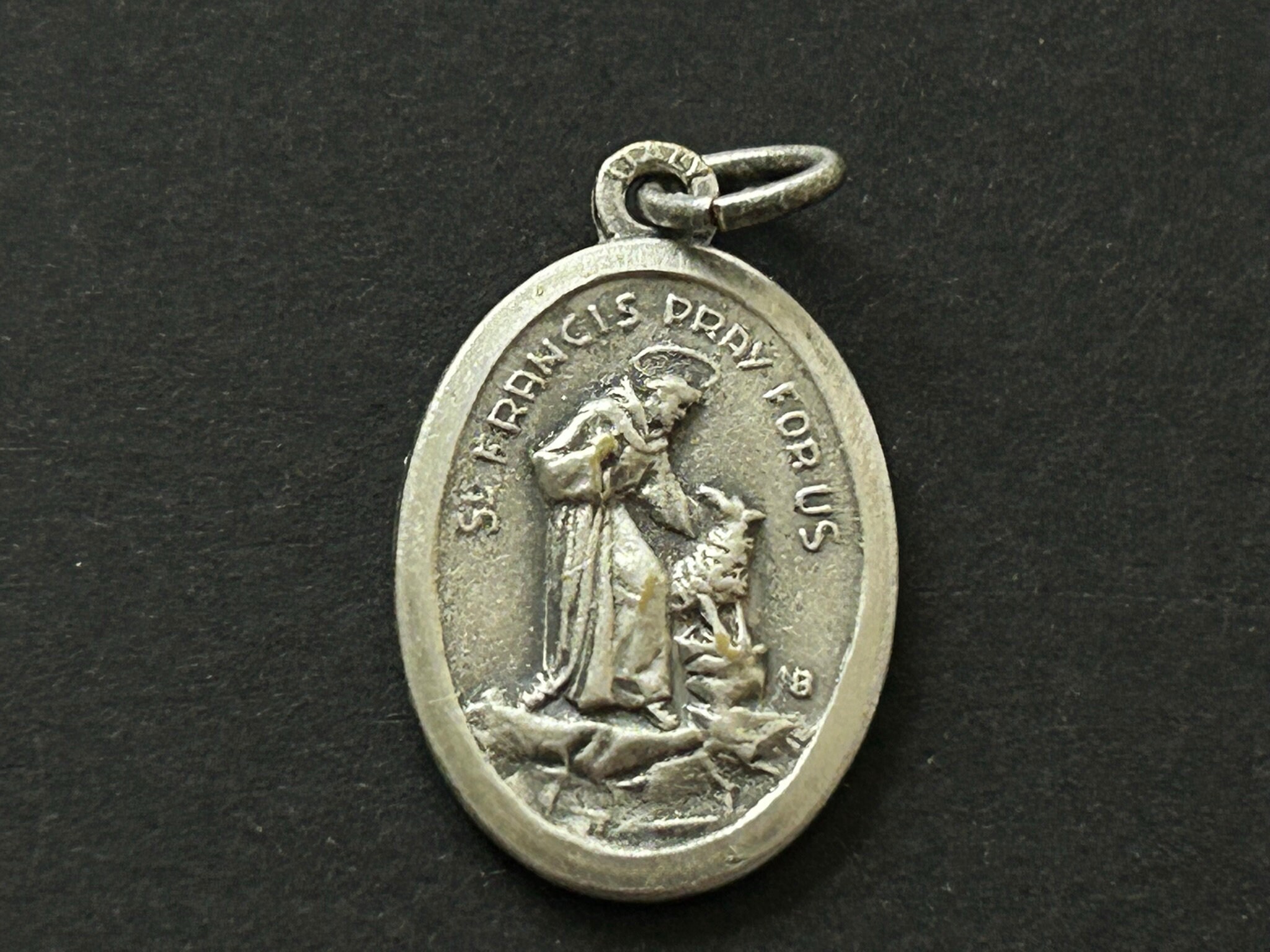 Vintage Antaya Sterling Silver Saint Francis Assisi Circle Charm
