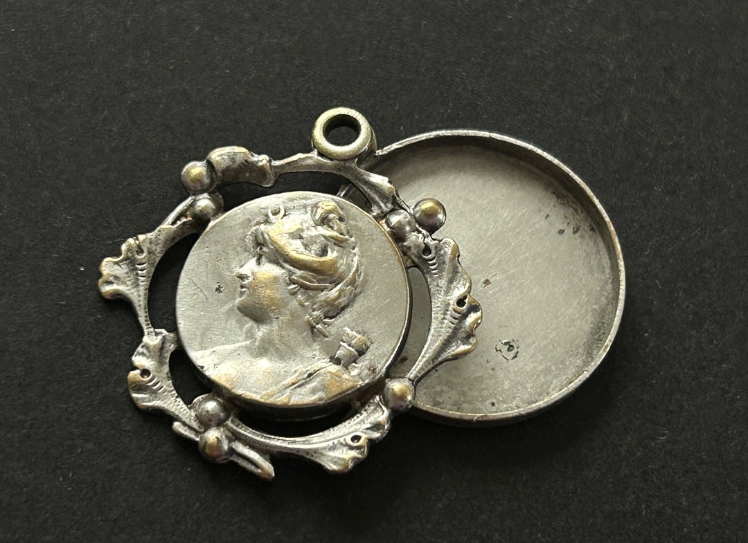 Antique French Art Nouveau Lady Slide Locket, Victorian Lady Locket ...