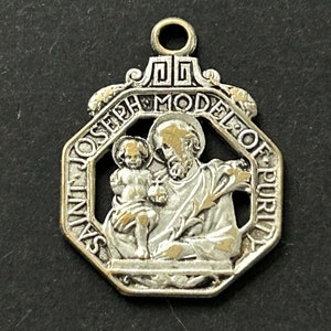 Vintage St Joseph Medal/Pendant, Old St Joseph Pendant, St Joseph Model of Purity Medal, Patron Saint of Expectant Mothers/Families