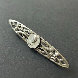 Antique St Mutien Religious Bar Brooch, Patron Saint of College of Criminal Justice , Antique Religious Brooch, Antique Belgium Pin