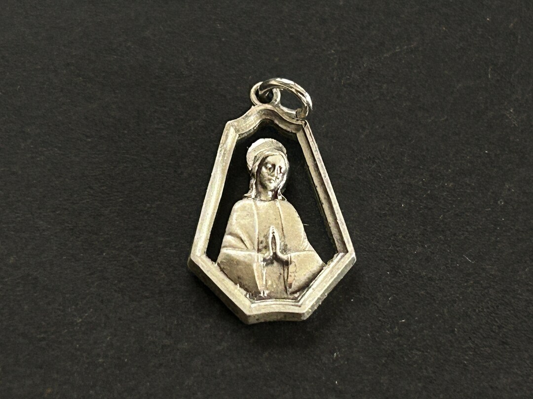 925 Italian Sterling Silver Miraculous Virgin Mary Charm Pendant - Oval Dangle Religious Charm