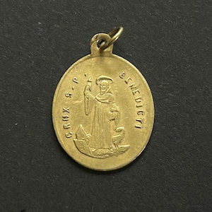 Antique St Benedict French Religious Medal, The Cross of Our Holy Father, CRUX S.P. St Benedict Medal/Charm