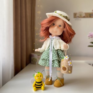 GIRL WITH A BEE - Handmade textile doll, Author&#39;s doll, Collectible doll, Interior doll, Unique doll, Play doll.