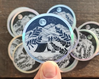Stargazing Sticker: Holographic Night Sky Camping