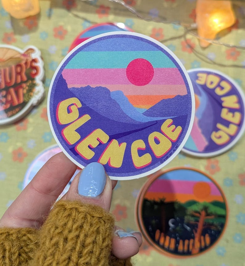 Scotland Retro Nature Vinyl Sticker Glen Coe
