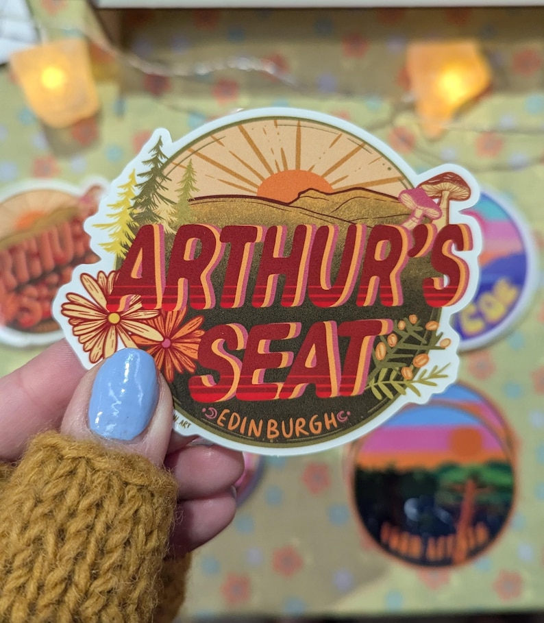 Scotland Retro Nature Vinyl Sticker Arthur's Seat