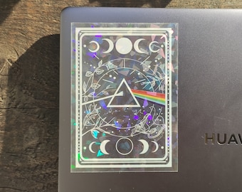 Transparent vinyl sticker - 'Eclipse' (Pink Floyd inspired) suncatcher effect