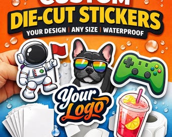 Custom Stickers | Waterproof Vinyl Die-Cut Stickers | Personalized Logo Decals | Free Shipping Available