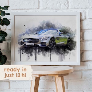 Personalized car portrait, Car lover gift, Custom watercolor car painting, Fathers day gift from daughter, New car gift, Car guy gift