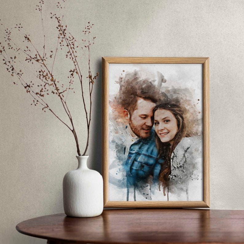 Portrait de couple à l'aquarelle Peinture à partir d'une photo Aquarelle à partir d'une photo Cadeau d'anniversaire de mariage Cadeau de couple Illustration de fiançailles Cadeau de la Saint-Valentin image 4