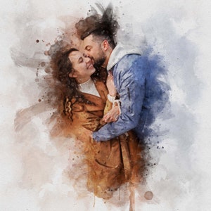 Portrait de couple à l'aquarelle Peinture à partir d'une photo Aquarelle à partir d'une photo Cadeau d'anniversaire de mariage Cadeau de couple Illustration de fiançailles Cadeau de la Saint-Valentin image 10