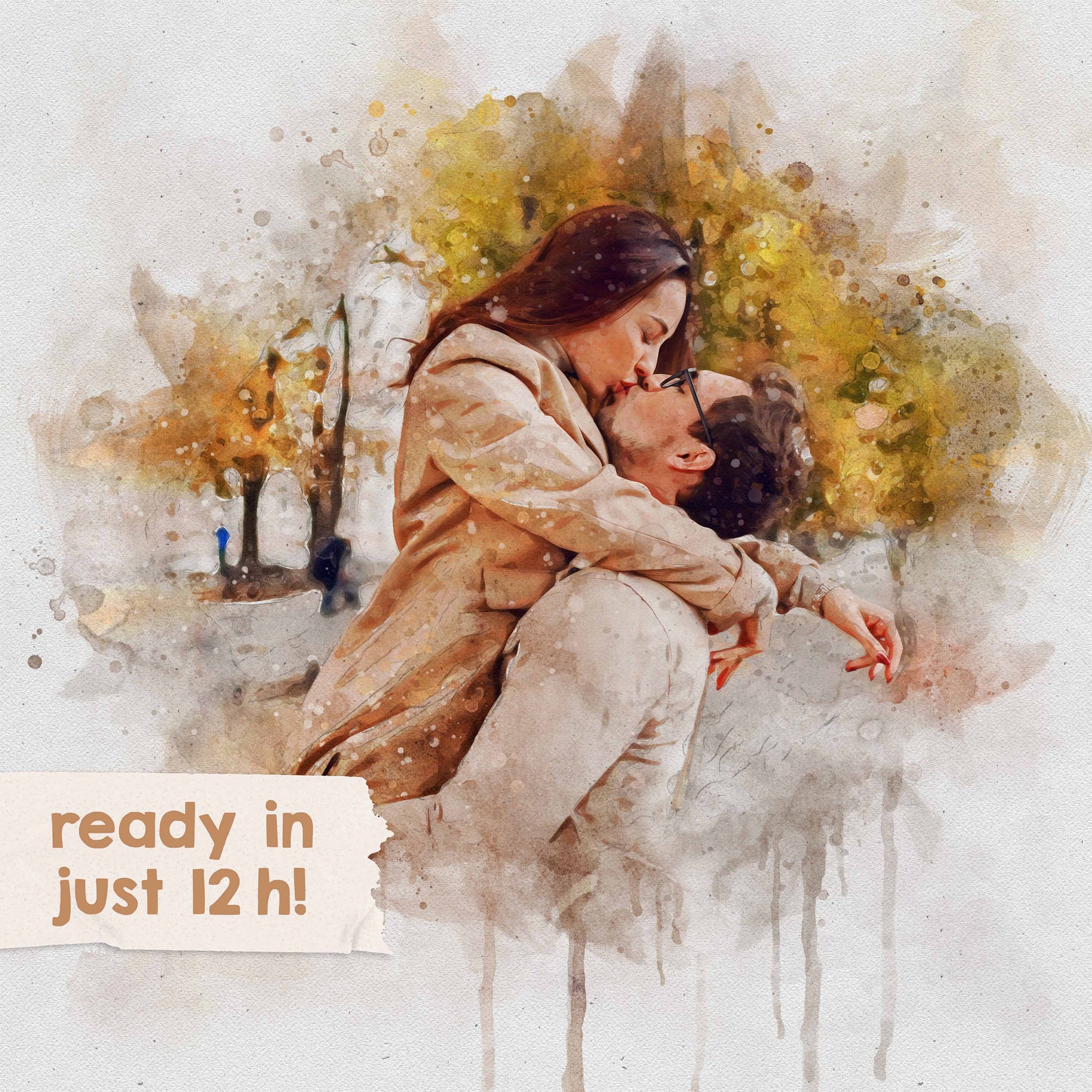 4. Custom Watercolor Framed Art – Sketching Out Your Love