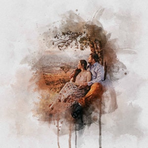 Portrait de couple à l'aquarelle Peinture à partir d'une photo Aquarelle à partir d'une photo Cadeau d'anniversaire de mariage Cadeau de couple Illustration de fiançailles Cadeau de la Saint-Valentin image 3