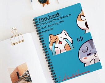 writing book planner Notebook | This book gives you the impression I have my shit together | Funny notebook | Cat notebook | Gift for her | Ruled lines