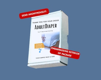 Prank Mail- Adult Diaper Sample Funny Embarrassing White Elephant Gag Gift Package 100% Anonymous