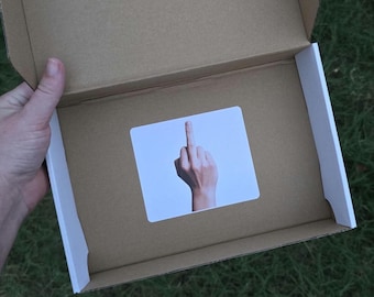 Prank Mail- Middle Finger "Fragile" Package for Funny White Elephant Gag Gift 100% Anonymous