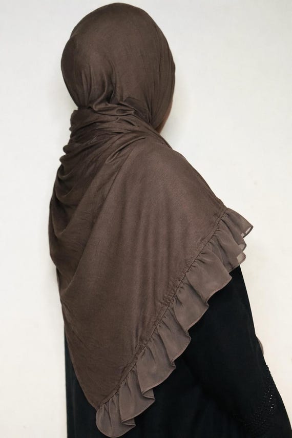 Soft Jersey Hijab with Chiffon Ruffle Trim | Lightweight Headscarf for Everyday Wear