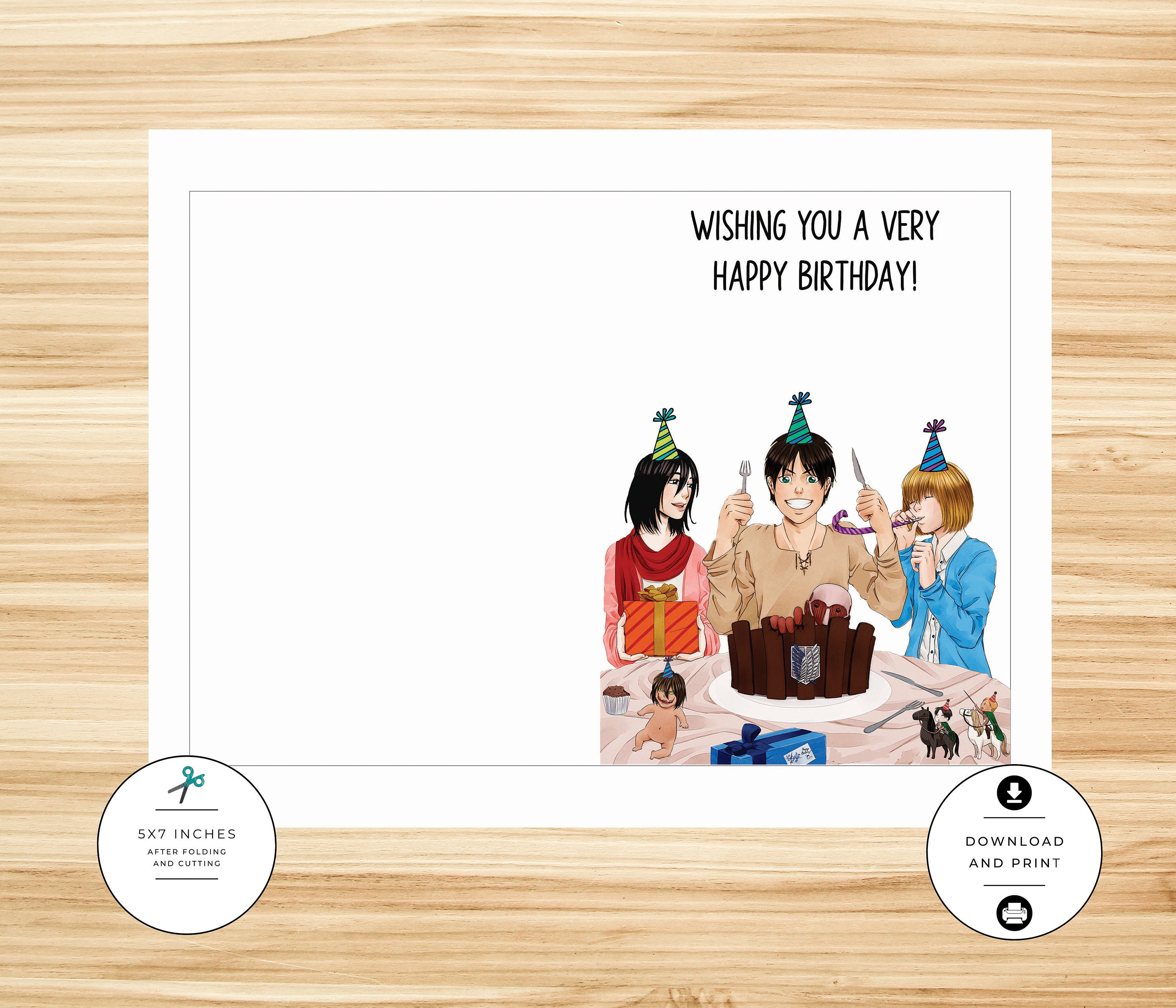 Anime Birthday Card Funny Birthday Card Anime Greeting Card Cute ...