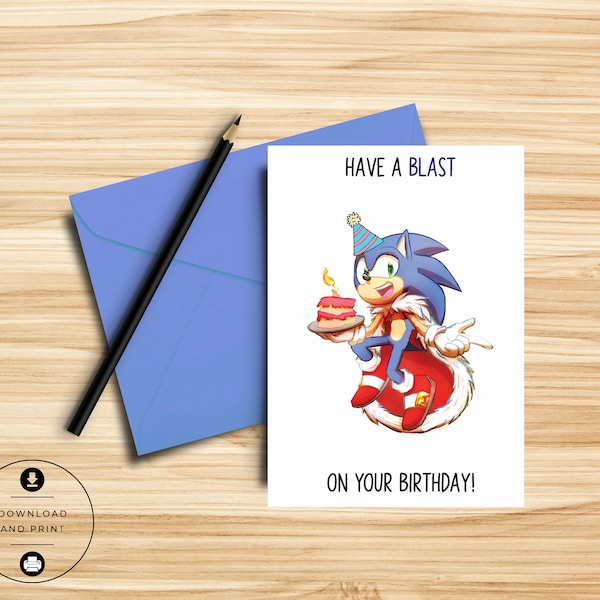 Sonic Birthday Card - Sonic The Hedgehog Birthday Card - Punny Card - Cute - Video Game Card - Nerdy Card