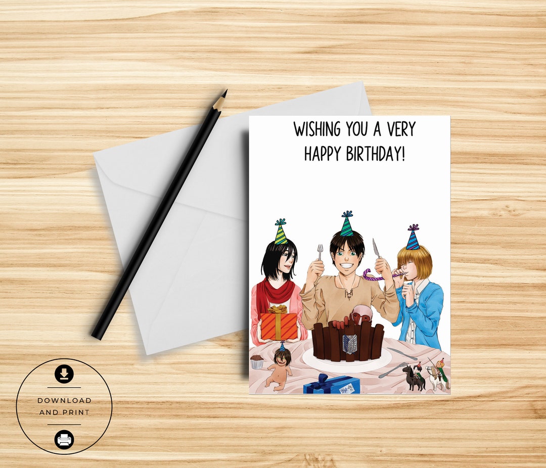 Anime Birthday Card Funny Birthday Card Anime Greeting Card Cute ...