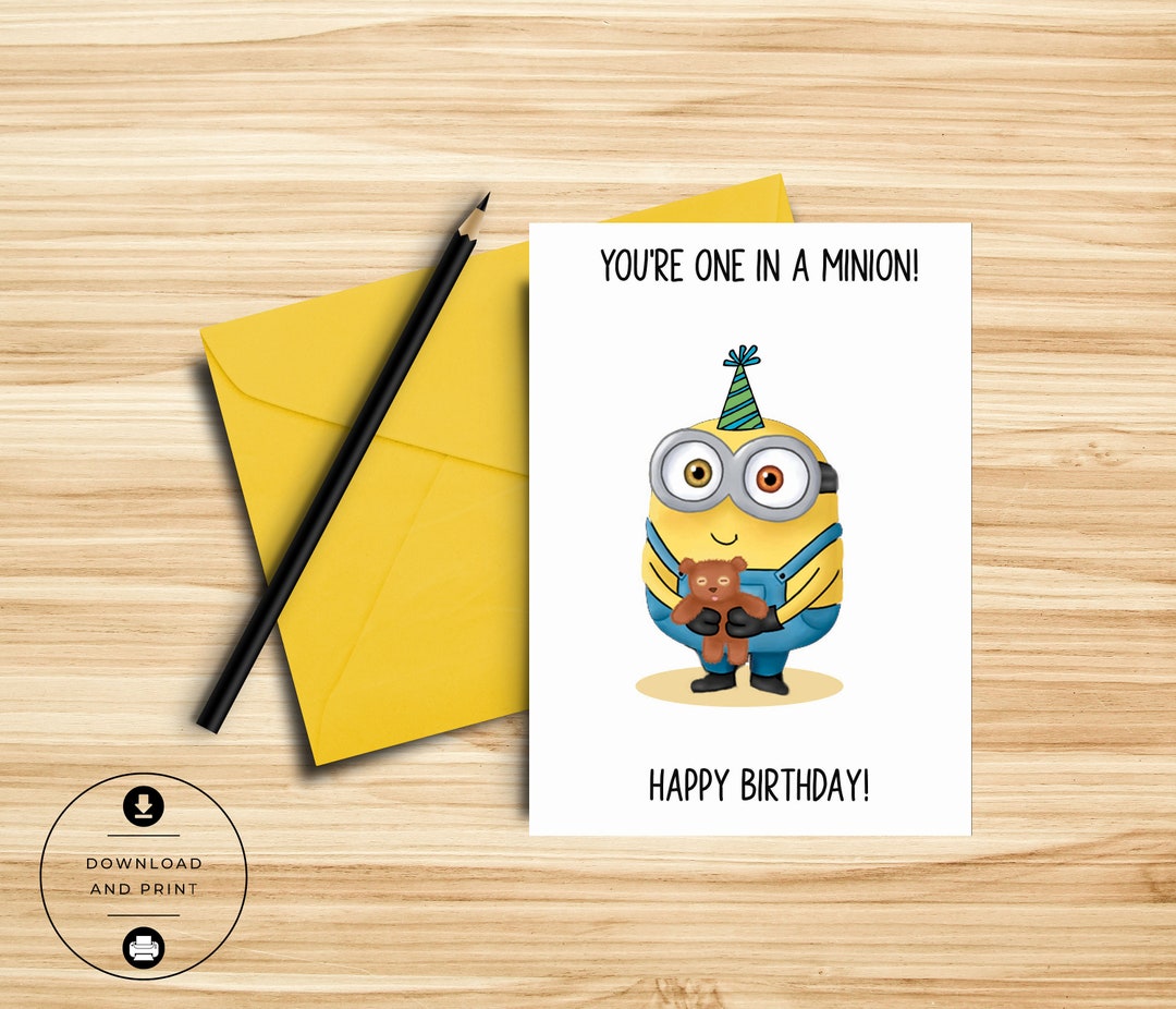 Minions Birthday Card Bob Minion Card Card for Best Friend, Card for
