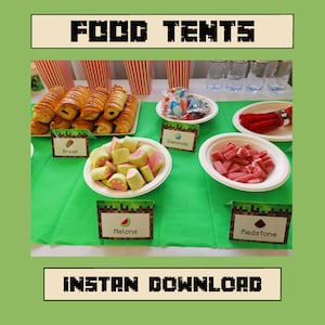 16 tarjetas de tienda de comida, tarjetas de comida, cumpleaños de jugador, suministros para fiestas de videojuegos, bricolaje, descarga instantánea