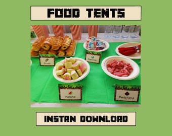 16 Food Tent Cards, Food Cards, Gamer Birthday, Video Game Party Supplies, DIY, Instant Download