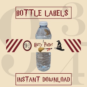 Potter Bottle Labels, Birthday Party Printable Labels, Water Bottle Labels, Birthday Supplies, DIY, Instant Download