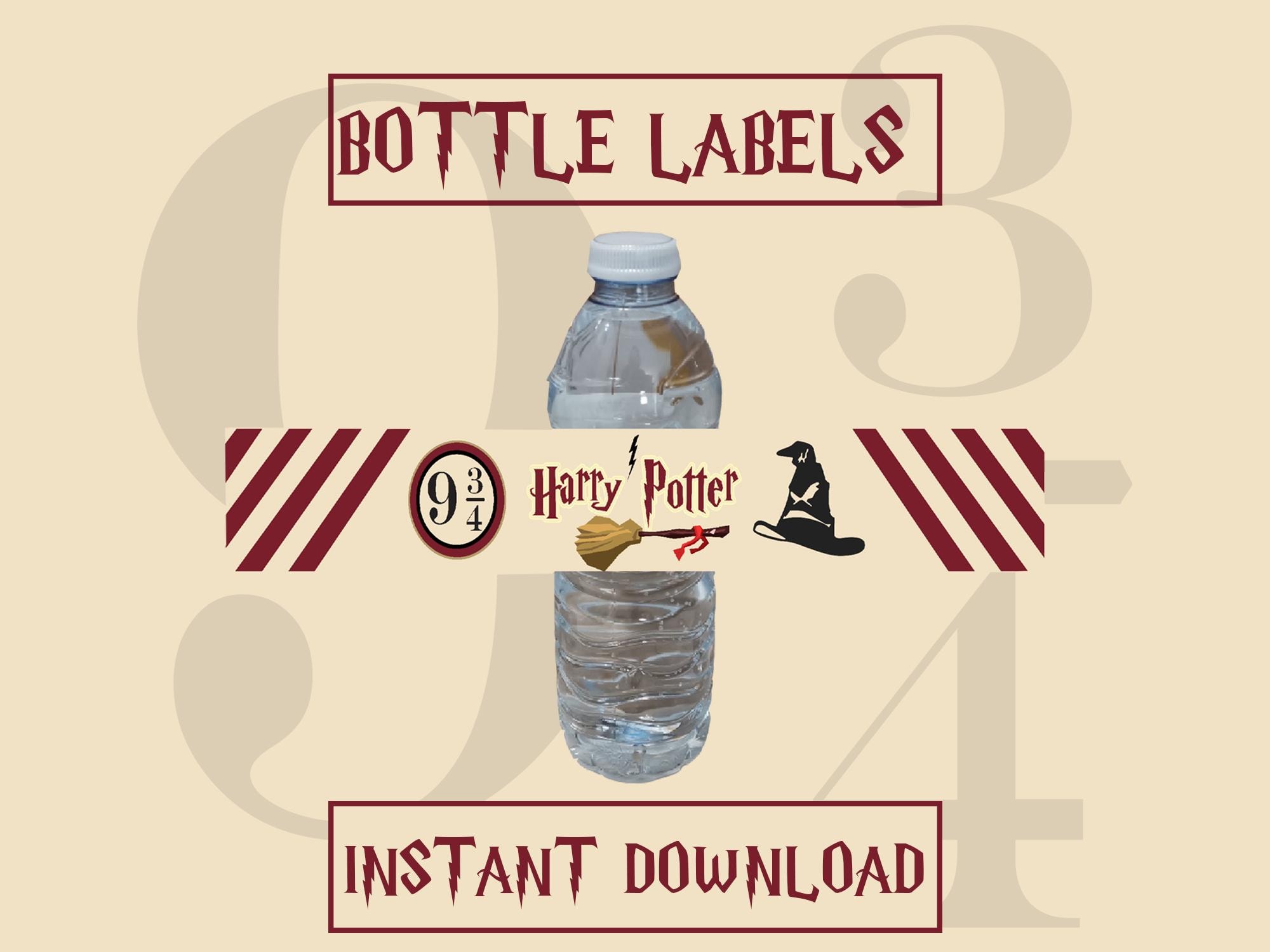 Potter Bottle Labels, Birthday Party Printable Labels, Water Bottle Labels, Birthday Supplies, DIY, Instant Download - Etsy for Free Printable Harry Potter Water Bottle Labels