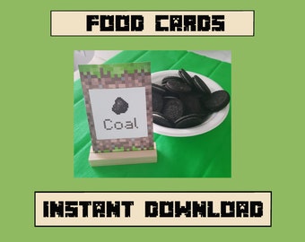 16 Video Game Food Cards, Food Cards, Gamer Birthday, Video Game Party Supplies, DIY, Instant Download