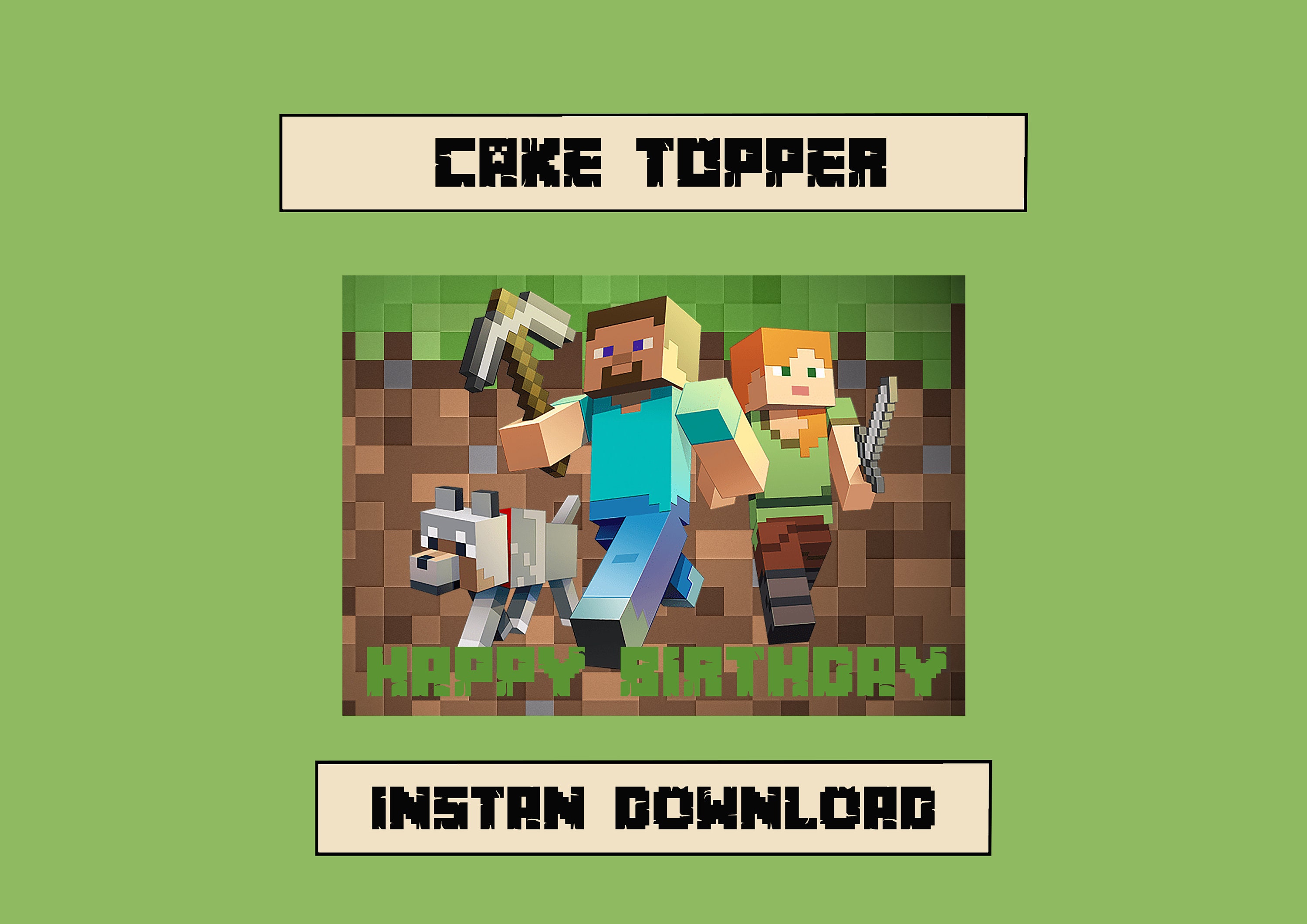 Edible Image Minecraft Cake Topper