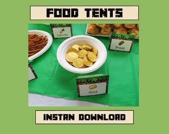 12 voedseltentkaarten, voedseletiketten, gamerverjaardag, videogamefeestbenodigdheden, doe-het-zelf, direct downloaden