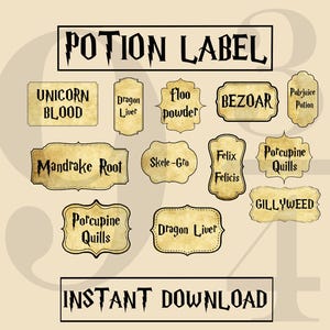 Wizard Potion Labels, DIY, Instant Download