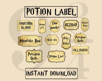 Wizard Potion Labels, DIY, Instant Download