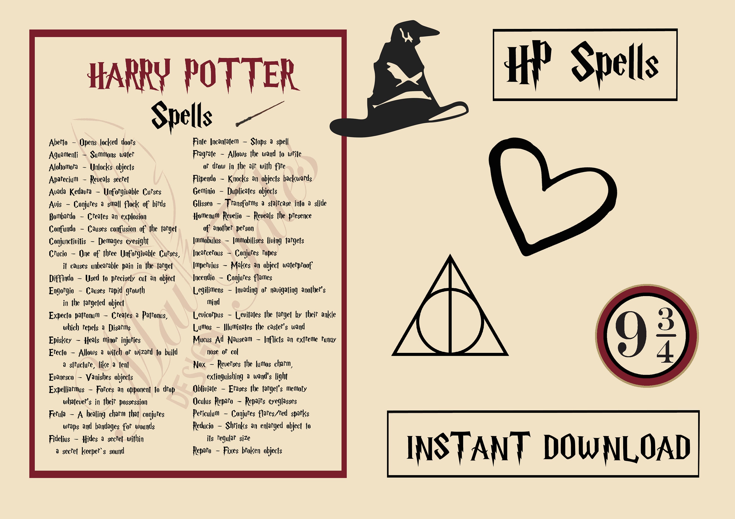 Harry Potter spells  Harry potter spells list, Harry potter