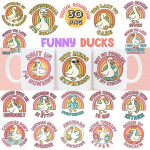 Funny Ducks Clipart: Cartoon PNG Bundle for Crafts (Digital Download)