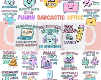 Funny Office Clipart PNG Bundle | Sarcastic Humor Graphics (Digital Download)