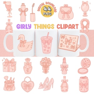 Girly Things PNG Clipart för klistermärken, varumärkesbyggande, förpackningar, skjortor, digital nedladdning