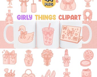 Girly Things PNG Clipart for Stickers, Branding, Packaging, Shirts, Digital Download