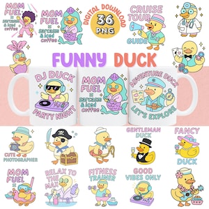 Paquete de imágenes PNG de patos divertidos para manualidades y pegatinas infantiles