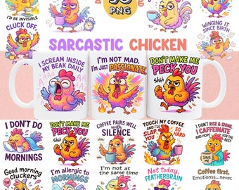 Funny Sarcastic Chicken Clipart PNG: Humorous Poultry Illustration (Digital Download)