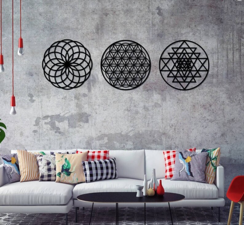 Sacred Geometry Wall Artchakra Yoga Wood Wallwood Wall Etsy