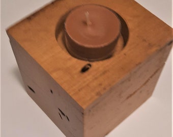 Antique oak tea light holder    Limited to current stock. this item is being discontinued.