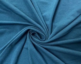 Bamboo Cotton Stretch Jersey Knit | Teal Blue | Sustainable | Fabric by the Yard