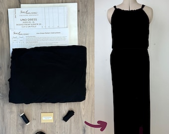 Sewing Project Kit | Uno Dress | Knit Black Fabric