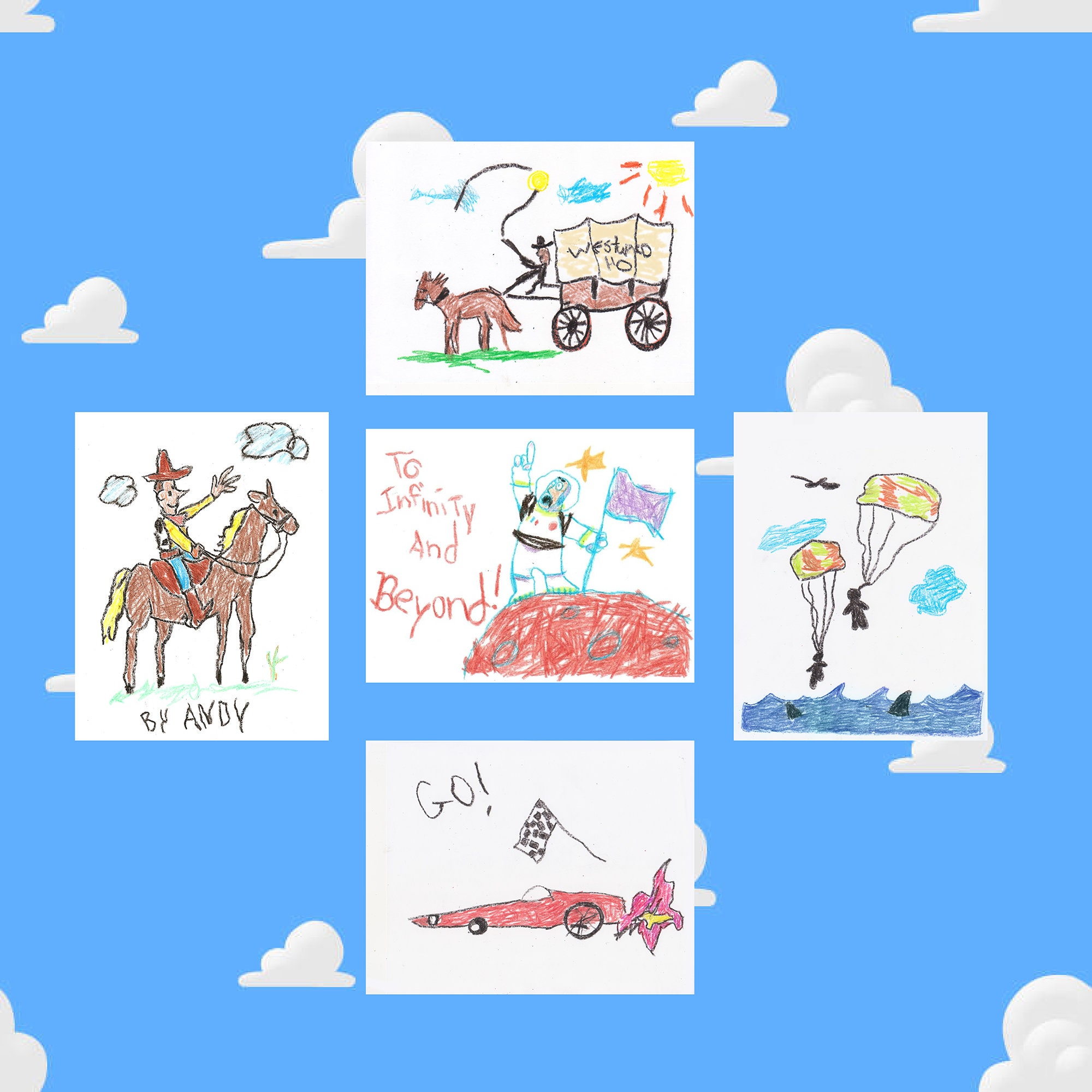 Toy Story Andy's Room Inspired Drawings NEW Instant Etsy