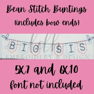 Bean Stitch Pentagon Flag Bunting + Bows Machine Embroidery Design