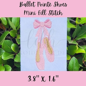 Ballet Pointe Shoes + Double Bow Fill Stitch Mini Machine Embroidery Design